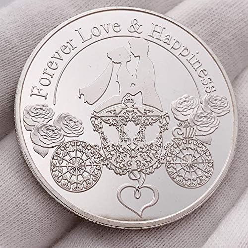 Засекогаш Loveубов сребрена позлатена комеморативна монета Романтична среќна колекција на годишнината од свадбата