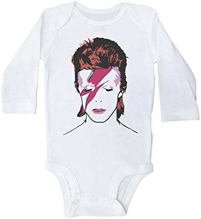 Baffle Bowie Baby Onesie, Ziggy Stardust, Glam Rock Unisex omane omise, новороденче за новороденчиња, облека од 70 -тите години на карпи