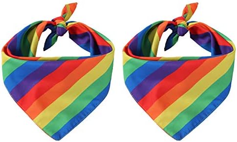 Hananona 2 PCS Gay Pride Rainbow Bandanas Памук повеќенаменски шамиче за забава за миленичиња бандана