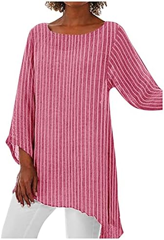 Women'sенски врвови со долги ракави плус печатење со големина на ленти за лабава кошула Врвови на кошула Неправилни врвови на блузи од кошула