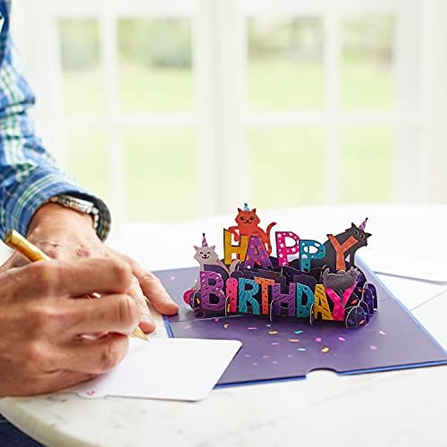 Lovepop Среќен Роденден Мачки Картичка, 5x7 - Смешни 3D Поп-Ап Честитка, 3d Животински Картички, Роденденски Картички За Деца, Прослава