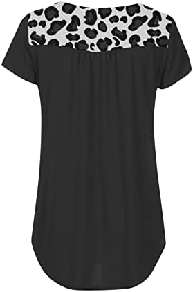 Градиент печати ретро кратка ракав Туника кошула за жени копче V врат плетени мрежи блузи летни цветни врвови