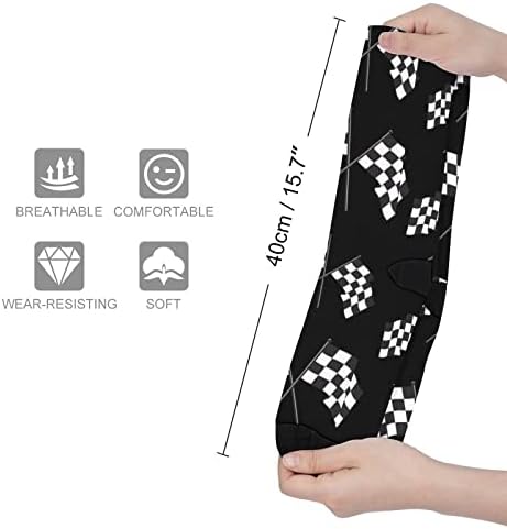 Тркачки знаме печатено печатено чорапи за појавување на бои Атлетски колени високи чорапи за жени мажи