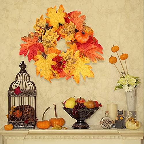 Јодсен есен симулација венец вештачки есенски јавор остава вештачки тиква бобинки јавор остави венец за украси за домашни украси Денот на благодарноста
