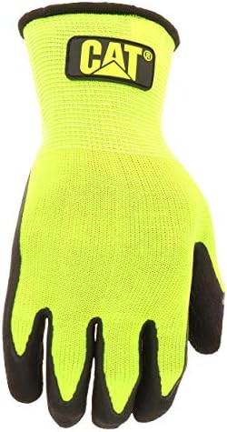CAT® CAT017411X Работни ракавици со висока видливост-X-LARGE, натопете текстурирани латекс обложени нараквици со плетен зглоб