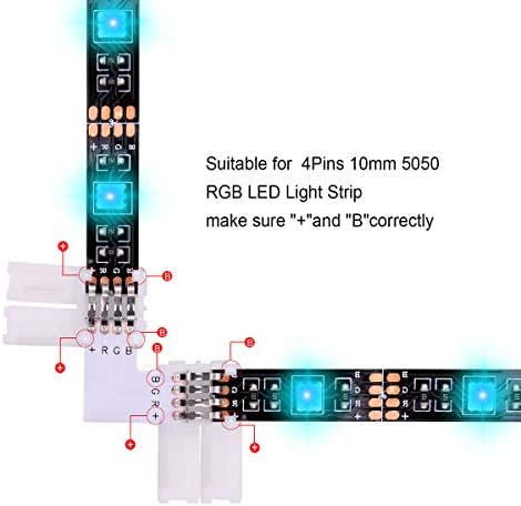Icreating l облик 4-пински LED конектор 10PCS 10мм широк агол RGB LED LED светло лента со ленти 90 степени агол DIY комплет за 3528 5050 SMD