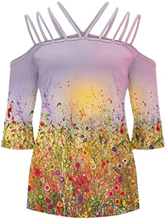 Есен лето врвна дама облека трендовски редовен вклопат кратки ракави против памук на вратот, надолу, врзана боја, врвна боја, за