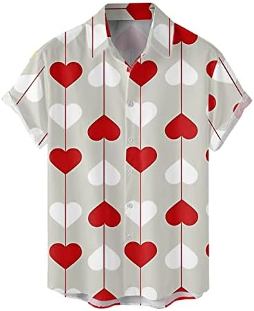 WXHN MAN MASHION DANDINE DANDEIN DANDINE Копче надолу со кошули Каузални кратки ракави Loveубов печатени лабави празнични атлетски врвови