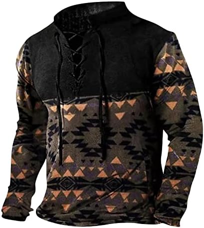 Mens 3D дигитален печатен моден пуловер врвови со голема големина ретро -џемпер за џемпер со долги ракави лабава маичка