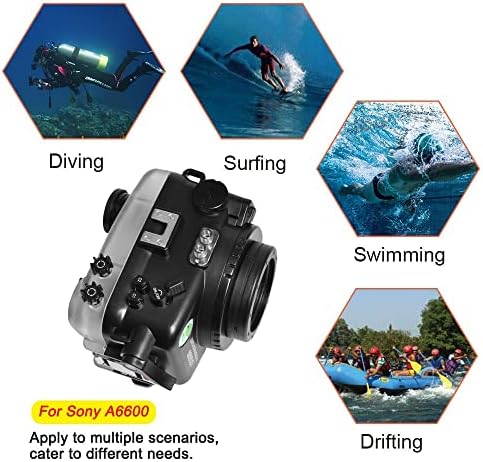 Морски жаби 40м/130фт Камера Водоотпорен Случај Подводно Куќиште За Sony A6600 Со Стандардно Барел 16-50ММ, Вграден Сензор За Истекување Вода, Идеален За Нуркање, Сурфање, Пл