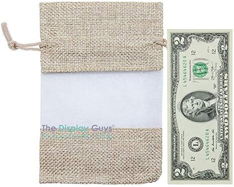 TheDisplayGuys-12-Пакет 5x7 Лен Burlap &засилувач; Чиста Органза Подарок Торба со Врвка За Партиски Услуги, Подароци, Примероци &засилувач;