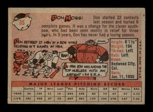 35 Дон Моси ИТ - 1958 Топс Вар Бејзбол Картички Оценет ВГЕКС - Бејзбол Плочи Автограмирани Гроздобер Картички