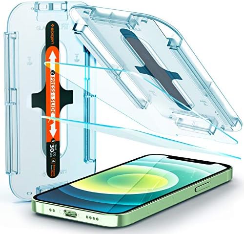 Спиген Калено Стакло Заштитник На Екранот [GlasTR EZ FIT] дизајниран за iPhone 12 Мини [5.4 инчи] [Случај Пријателски] - 2 Пакет
