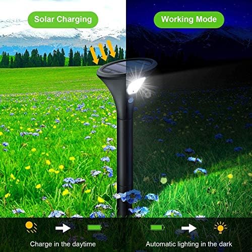 Светла на соларна патека на леоле, 4 пакувања LED соларни напојувани градинарски светла, 2 режими Макс 120H осветлување Сончеви пејзажни светла,