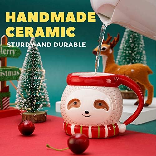 Hightbtl Christmas Cloth Mugs -12oz - 3D керамичка мрзлива кригла за loversубители на мрзливост - идеја за подароци за мрзливост за жени, девојчиња,