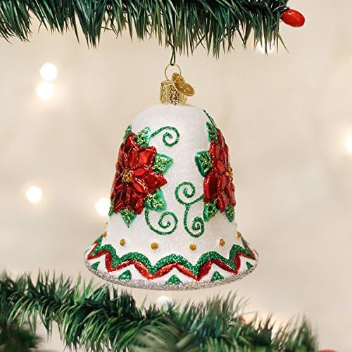 Божиќни украси на стариот свет: Поинтерија Бел стакло разнесени украси за новогодишна елка, Поинсетија Бел