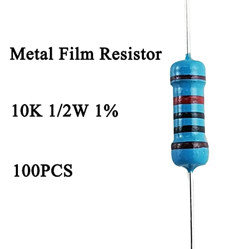 Jiadong 100pcs 1/2W ± 1% отпорници, фиксен отпорник од 10к ом метален филм за електронски проект DIY