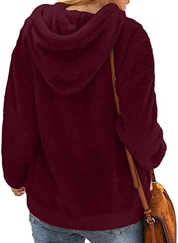 Женска вештачка волна со долга ракав, обична цврста боја пулвер, џемпер, лабава зајаче симпатична зајаче дуксето