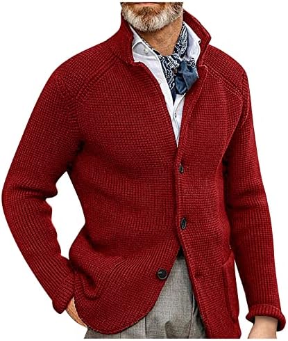 Менс палто есен и зимска машка мода лабава кардиган топла лаптоп јакна со џемпер со џемпер со џемпер