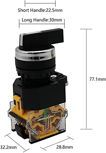 HKTS 22mm Selector Knob Rotary Switch Latching Momentary 2NO 1NO1NC 2 3 Позиција DPST 10A 400V прекинувач за напојување Вклучено/Исклучено