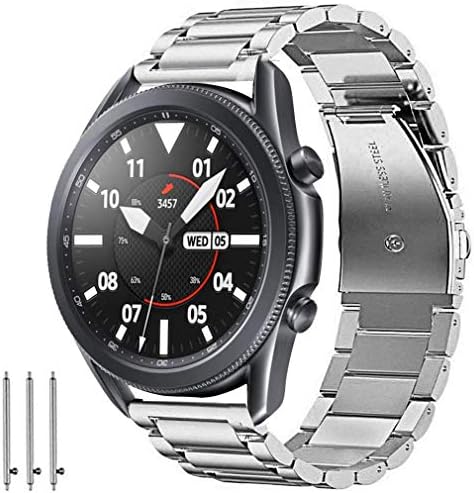 Компатибилен Galaxy Watch Watch 3 45mm опсези/Ticwatch Pro опсези, 22мм Брзо ослободување од не'рѓосувачки челик метални ленти заменски нараквици