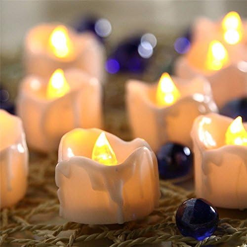 ОКОКМАЛ САД US Подарок За Декорација ЛЕР Електрични Свеќи Жолто Треперење Свеќи За Батерии Чајни Светла