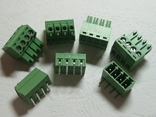 40 парчиња агол 90 ° 4PIN/PATE PITCH 3,5 mm завртка за завртки за завртки за блокирање на зелена боја, со агол на типот со агол игла