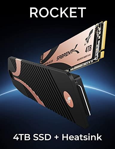 Sabrent 4tb Ракета 4 Плус NVMe 4.0 Gen4 PCIe M. 2 Внатрешни Екстремни Перформанси SSD + M. 2 NVMe PS5 Heatsink Комбо &засилувач;