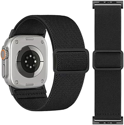 25мм/30мм широко распространет најлон компатибилен со Apple Watch Ultra Band 44mm 45mm 49mm 38mm 40mm 41mm 42mm, прилагодлив спорт мека еластична за мажи на Apple Watch Band Men, Reckband For Iwatch SE 8 7 6 5 4 3 2 1