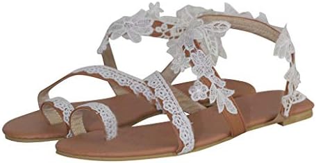 Женски рамни сандали летни боемски сандали на плажа чипка цветни бисерни флип- апостолки чевли за венчаници за дами