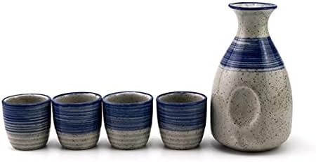 Ggebf 5pcs/постави керамика чаша чаша јапонски тенџере од четири чаши за вино со винарче сет на вино од вино од керамичко вино