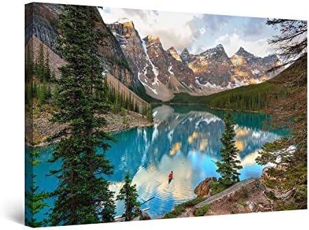 Startonight Canvas wallидна уметност декор чиста планинска езеро сликарство за дневна соба 32 x 48