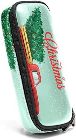 Среќен Божиќ и среќна нова година кожен молив со молив, торба со пенкало со двоен патенти за чување торба за чување торби за училишна работа