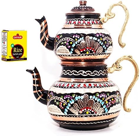 Турски традиционален сад за чај рачно изработен чајник за чај, голем 12 '' инч