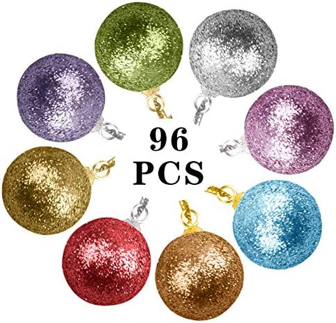 Божиќни украси за топка, 96 парчиња 1,2in мини украси за новогодишна елка сјајно обоена пена виси декор вазни полнила роденденски