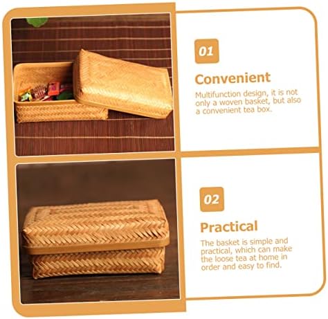 Cabilock 2pcs бамбус кутија за складирање ткаени корпи за складирање храна храна корпа за козметичка корпа ратан кутија бамбус ткаен резервоар