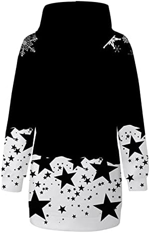 Божиќ на Нокмопо за женски моден лесен Божиќен печатење со долг ракав, пулвер фустан со врвен тенок фит фустан