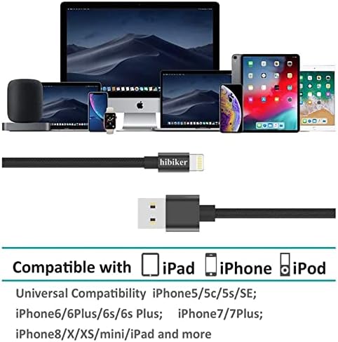 Hibiker iPhone Charger ， [MFI сертифициран] iPhone Charger Брзо полнење 2pack 6ft кабли Најлон плетенка USB трансфер на податоци