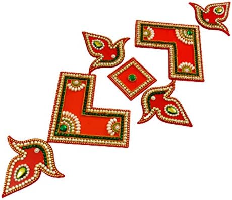 Повеќебојни акрилни декоративни ранголи поставени за декорација на подот Дивали Пуја Функции Табела Декорации - 9 од индиски колекционерски