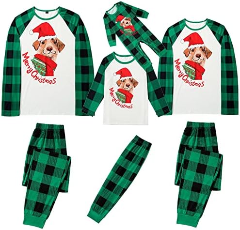 Семејни пижами Божиќна облека за појавување, Божиќни пижами за семејство и кучиња што одговараат на семејни Божиќни пижами поставени