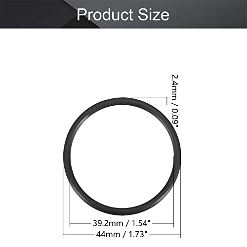 Othmro нитрилна гума О-прстени 44мм ОД 39,2мм ID 2,4 мм ширина, метрички запечатување заптивка, пакет од 10