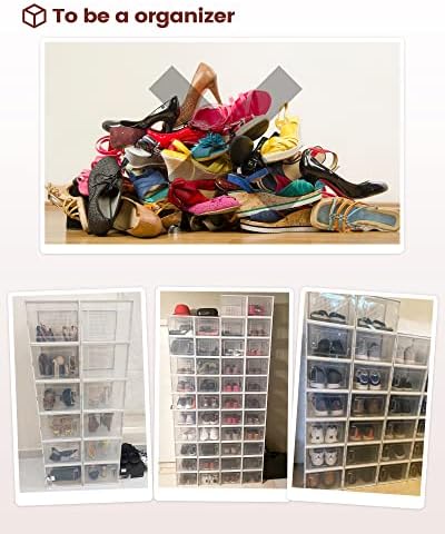Crestlive производи 18 кутија за складирање на чевли за пакувања, пластична кутија за чевли за преклопување, канти за организатор на чевли, канти за организатор на чевли,