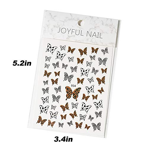 Налепници за нокти на Macute пеперутка, 3Д налепници за уметност за нокти Декларации 6 чаршафи ладно пеперутка дизајн нокти Арт