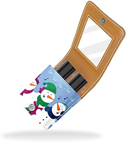 Кармин Случај Со Огледало Симпатична Божиќ Снешко Пеење Песна Усна Сјај Носителот Пренослив Кармин Кутија За Складирање Патување Шминка