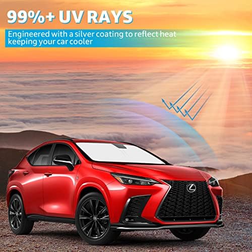 Proadsy Front Whindshield Sunshade Sunshade Shadable Sun Shade Protector Custom Fit 2023 2022 Lexus NX седан, купе, хечбек, LX, EX, EX-L,