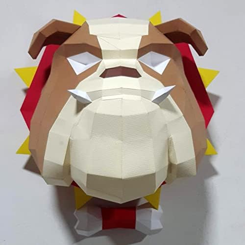 Булдог форма DIY wallид декорација Рачно изработена хартија модел креативна хартија скулптура геометриски хартија трофеј 3Д оригами загатка