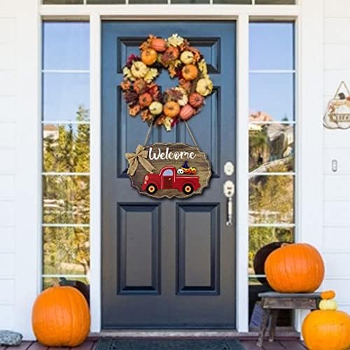 Добредојдовте знак за декор на тремот од влезната врата, виси дрво дома, добредојде знак со 12 парчиња заменливи сезонски украси