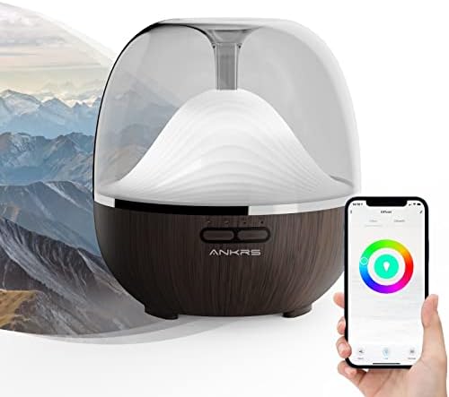Ankrs Smart WiFi Есенцијално Масло Ароматерапија 600ml Воздух Дифузор &засилувач; Овлажнител Компатибилен Со Alexa / Google Дома, Планински Мирис