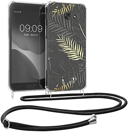 CWMobile Crossbody Case компатибилен со Samsung Galaxy A5 Case Case - Палма остава жолта/сива/транспарентна