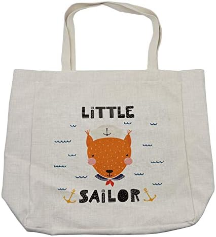 Амбесон велејќи торба за купување, морски тематски лавра со лисица и мала морнарска типографија и сидра бранови, еколошка торба за еднократна